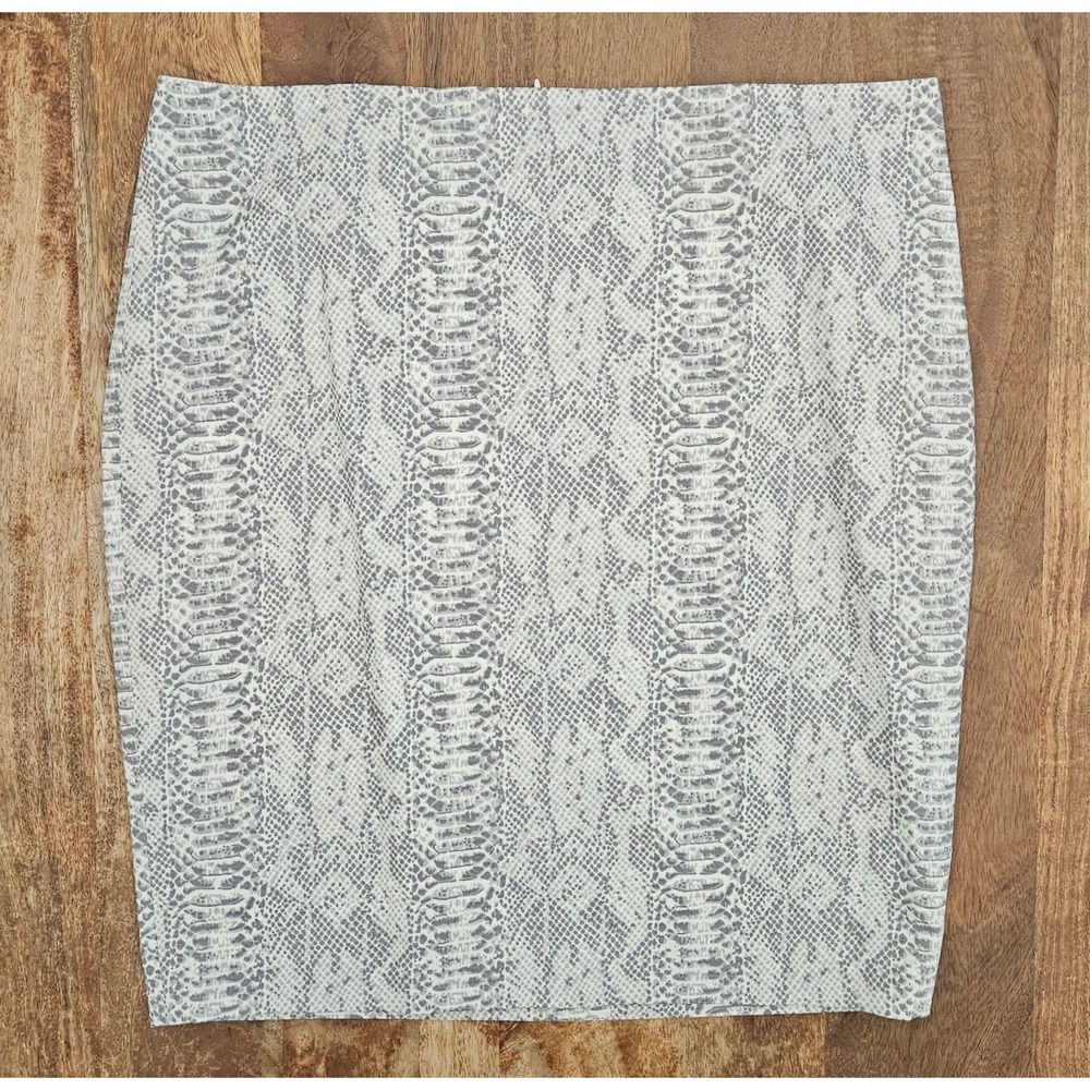 Ann Taylor Pencil Skirt Women 18 Gray White Snakeskin Editorial Minimalist Chic